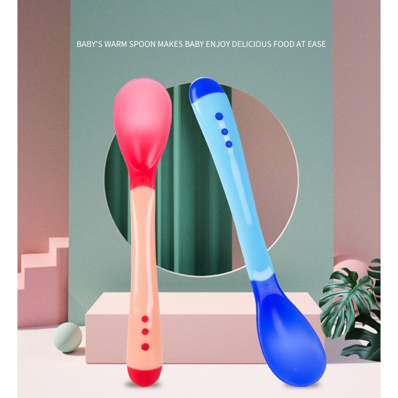 Thìa Silicon Báo Nóng,Muỗng Silicon Mềm Cho Bé Ăn Dặm  Giúp Bé Ăn Ngoan , Ngon Miệng