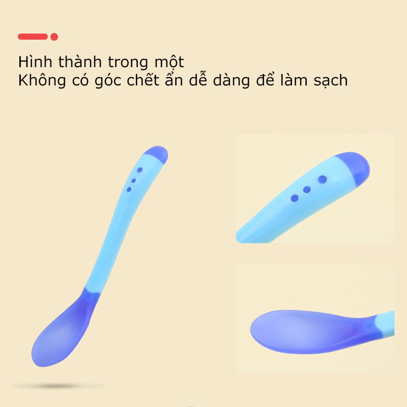 Thìa Silicon Báo Nóng,Muỗng Silicon Mềm Cho Bé Ăn Dặm  Giúp Bé Ăn Ngoan , Ngon Miệng