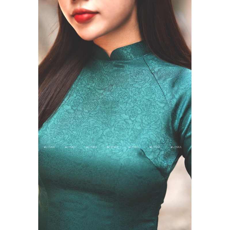 G02- Áo dài lụa tằm xanh dưa hấu/ Áo dài truyền thống/ aodailynka88