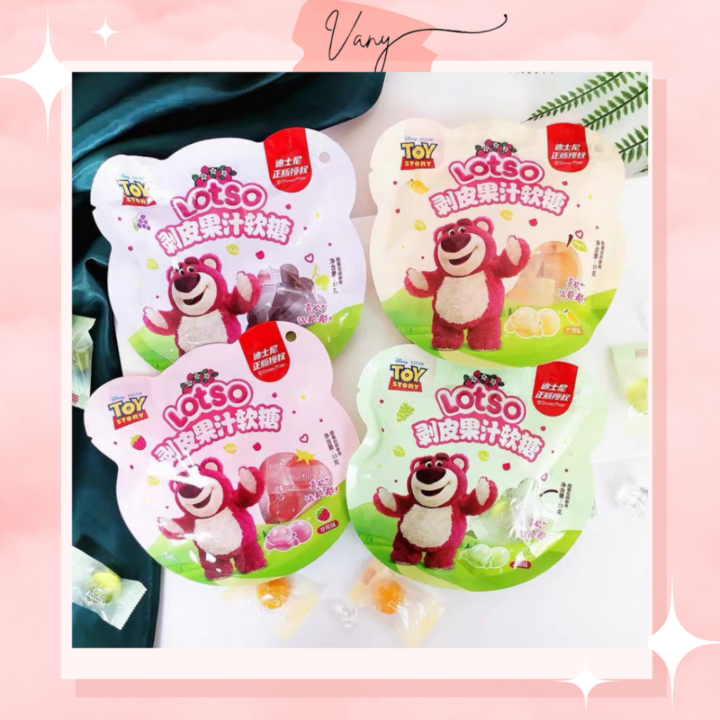 Kẹo Dẻo Trái Cây Bóc Vỏ Gấu Dâu Gói 33gr Vị Dâu Tây Xoài Nho Xanh Nho Tím