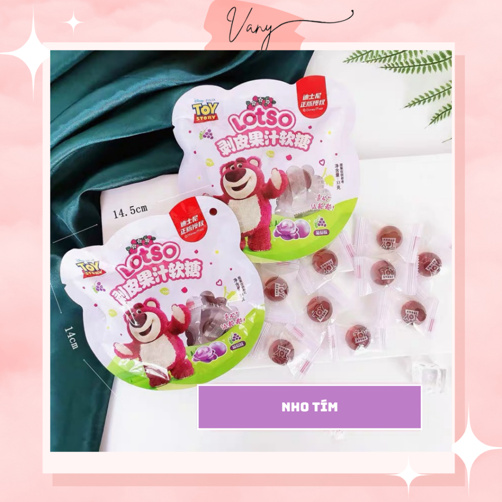 Kẹo Dẻo Trái Cây Bóc Vỏ Gấu Dâu Gói 33gr Vị Dâu Tây Xoài Nho Xanh Nho Tím