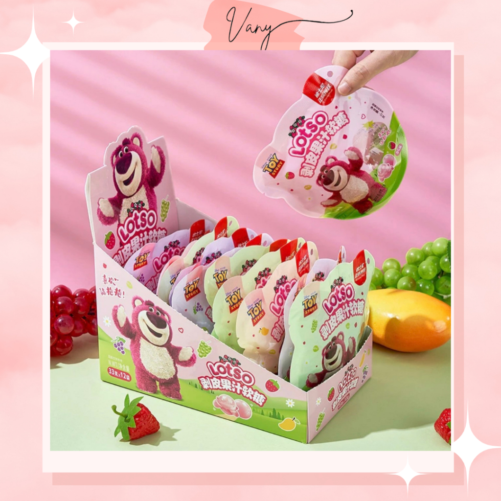 Kẹo Dẻo Trái Cây Bóc Vỏ Gấu Dâu Gói 33gr Vị Dâu Tây Xoài Nho Xanh Nho Tím