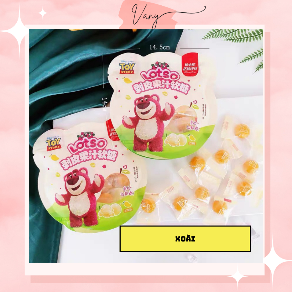 Kẹo Dẻo Trái Cây Bóc Vỏ Gấu Dâu Gói 33gr Vị Dâu Tây Xoài Nho Xanh Nho Tím