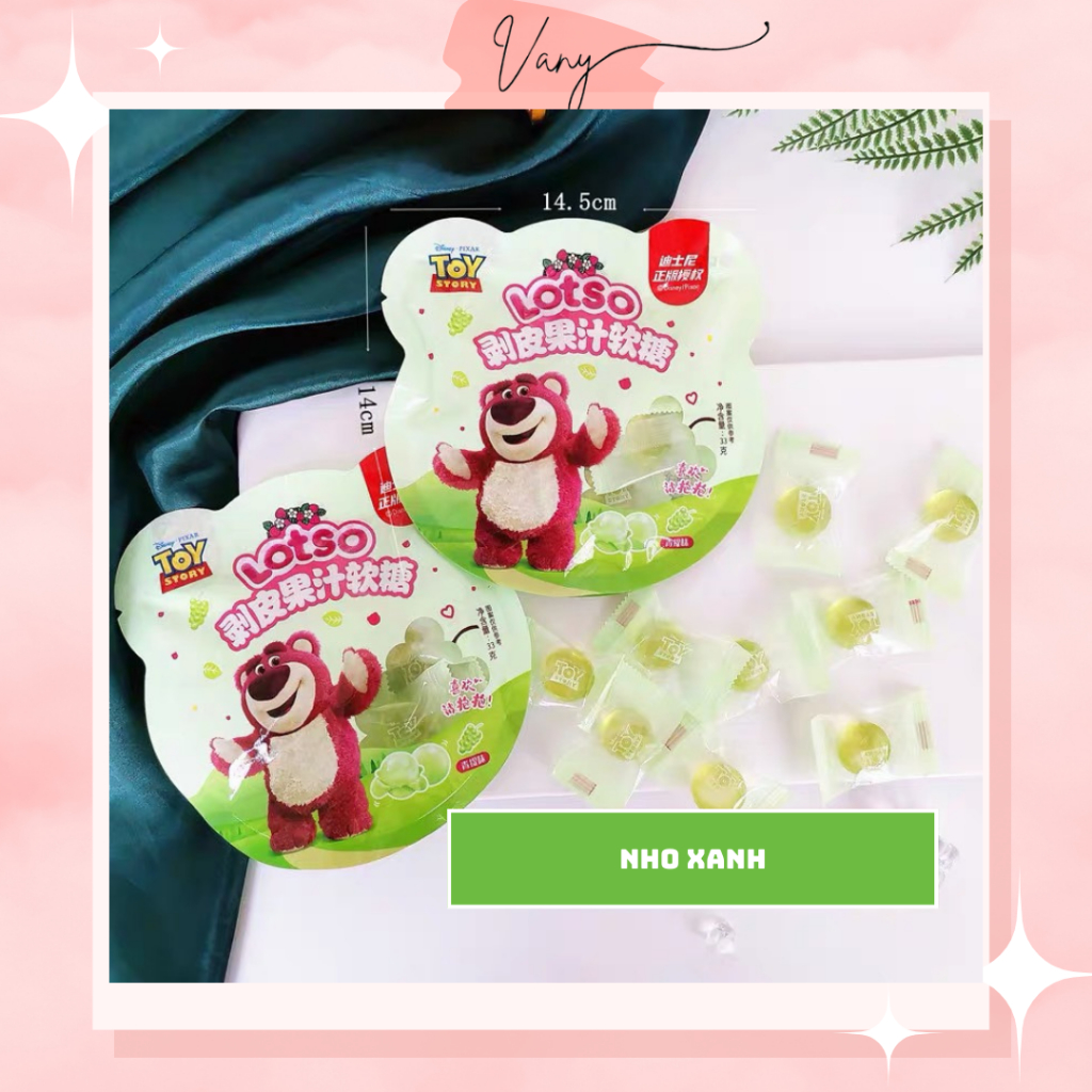 Kẹo Dẻo Trái Cây Bóc Vỏ Gấu Dâu Gói 33gr Vị Dâu Tây Xoài Nho Xanh Nho Tím