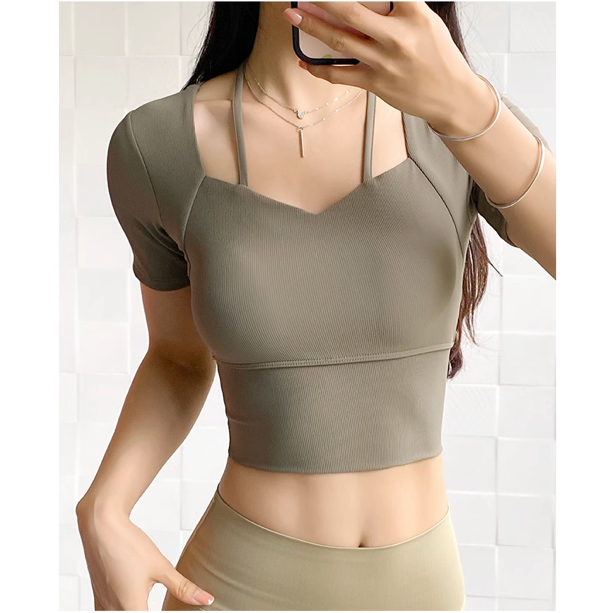 Áo Thun Tập Gym Yoga Croptop Ôm Body 𝐂𝐎́ 𝐌𝐔́𝐓 Thể Thao Nữ Thun Softy Mềm Mịn Siêu Thoáng Mát Tôn Dáng GYMSTORE 279