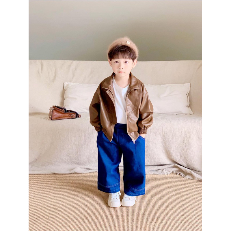 Áo khoác da cho bé trai và bé gái-unisex