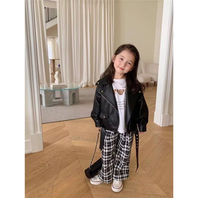 Áo khoác da cho bé trai và bé gái-unisex