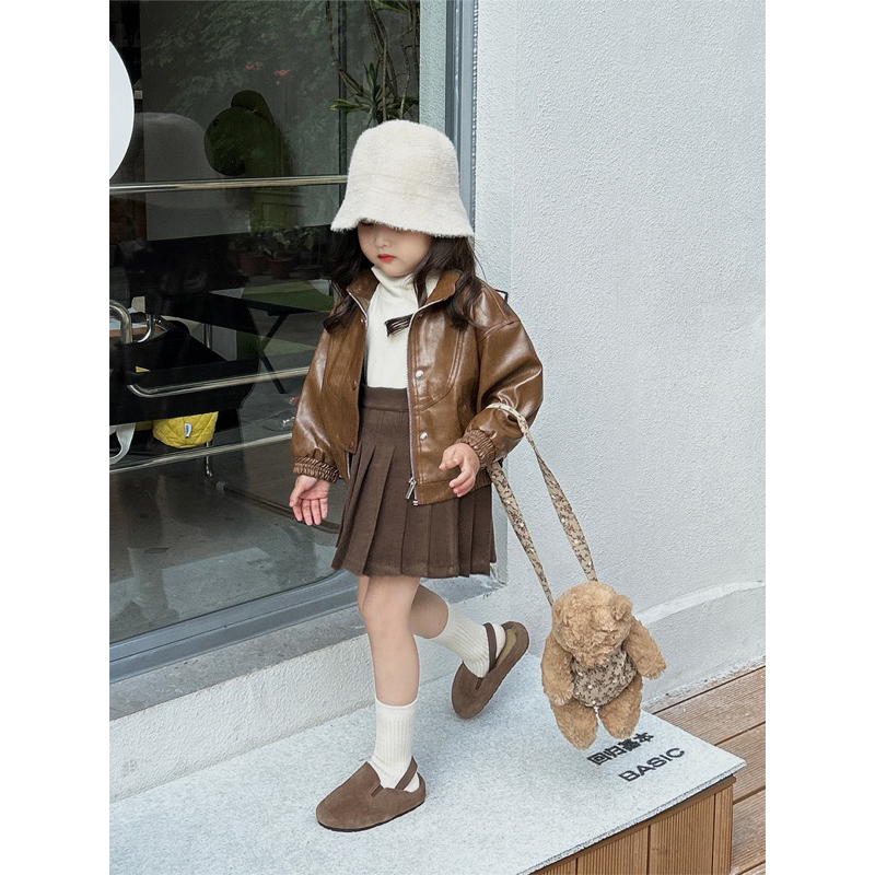 Áo khoác da cho bé trai và bé gái-unisex