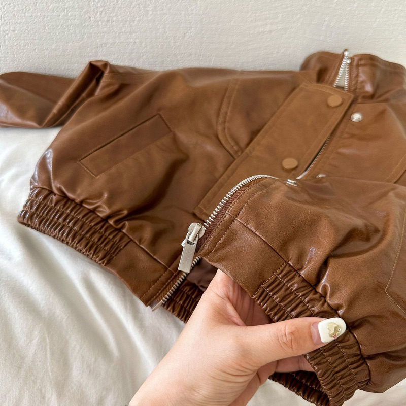 Áo khoác da cho bé trai và bé gái-unisex