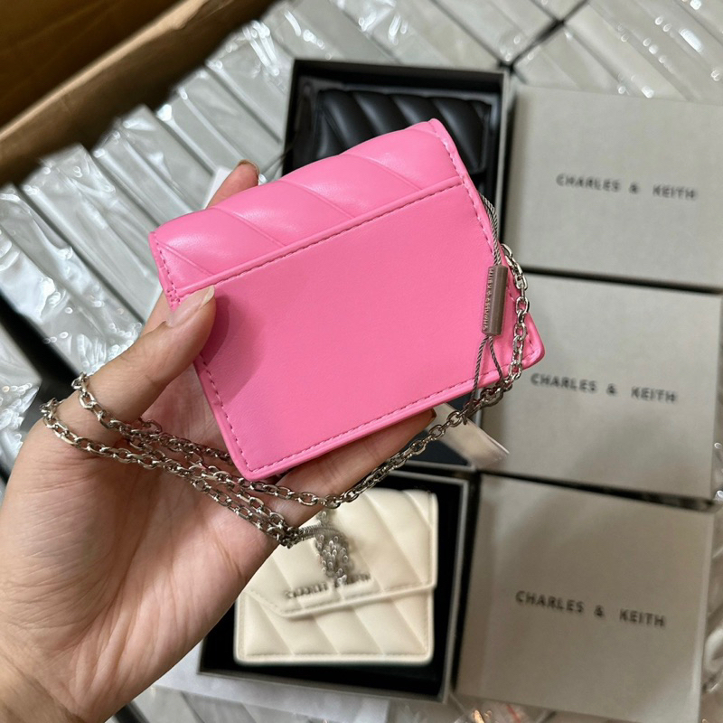 Ví Mini CK Đeo Chéo Vân Sọc Nắp Chéo Full Box Chuẩn Loại 1