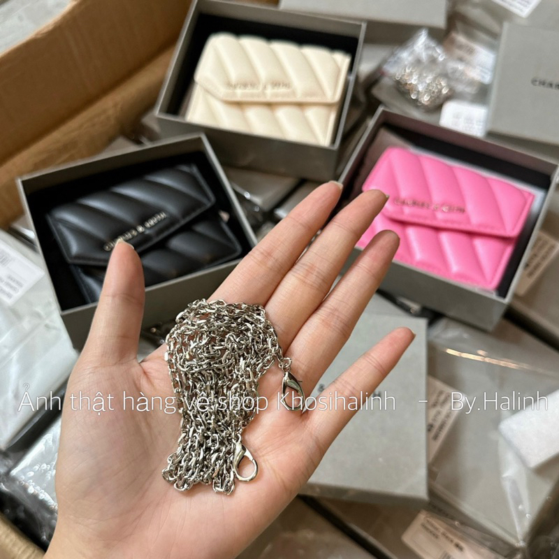 Ví Mini CK Đeo Chéo Vân Sọc Nắp Chéo Full Box Chuẩn Loại 1