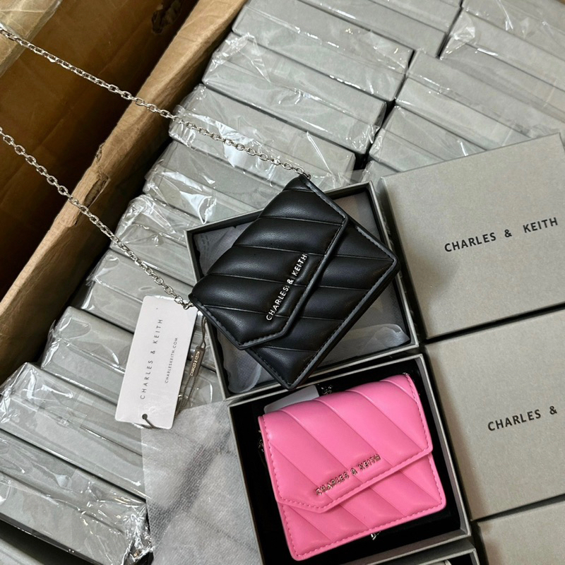 Ví Mini CK Đeo Chéo Vân Sọc Nắp Chéo Full Box Chuẩn Loại 1