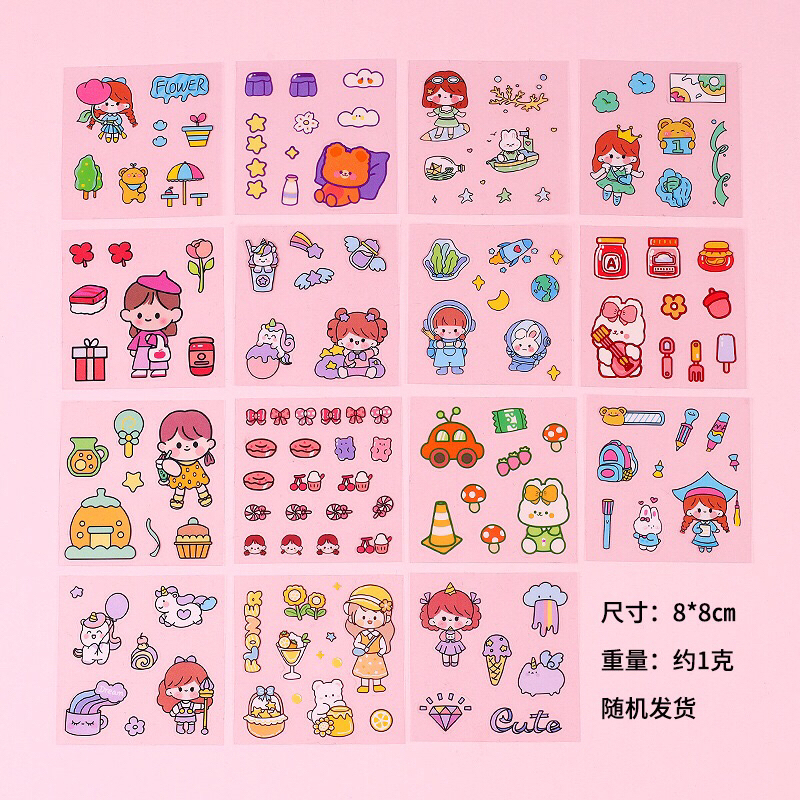 Combo 10 miếng dán sticker DIY nhiều hình