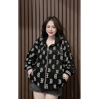 Áo Khoác Hoodie Zip Chống Nắng Nữ In Chữ