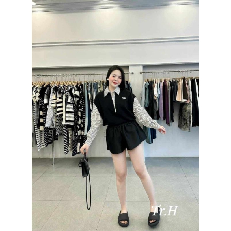 Áo pha sơmi dây rút eo hàng QCL1