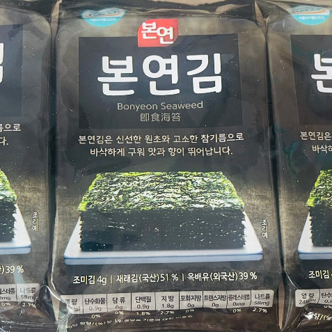 Rong Biển Sấy Khô Tẩm Gia Vị Thượng Hạng Bonyeon Seaweed  Hàn Quốc 1 Lốc 3 Gói