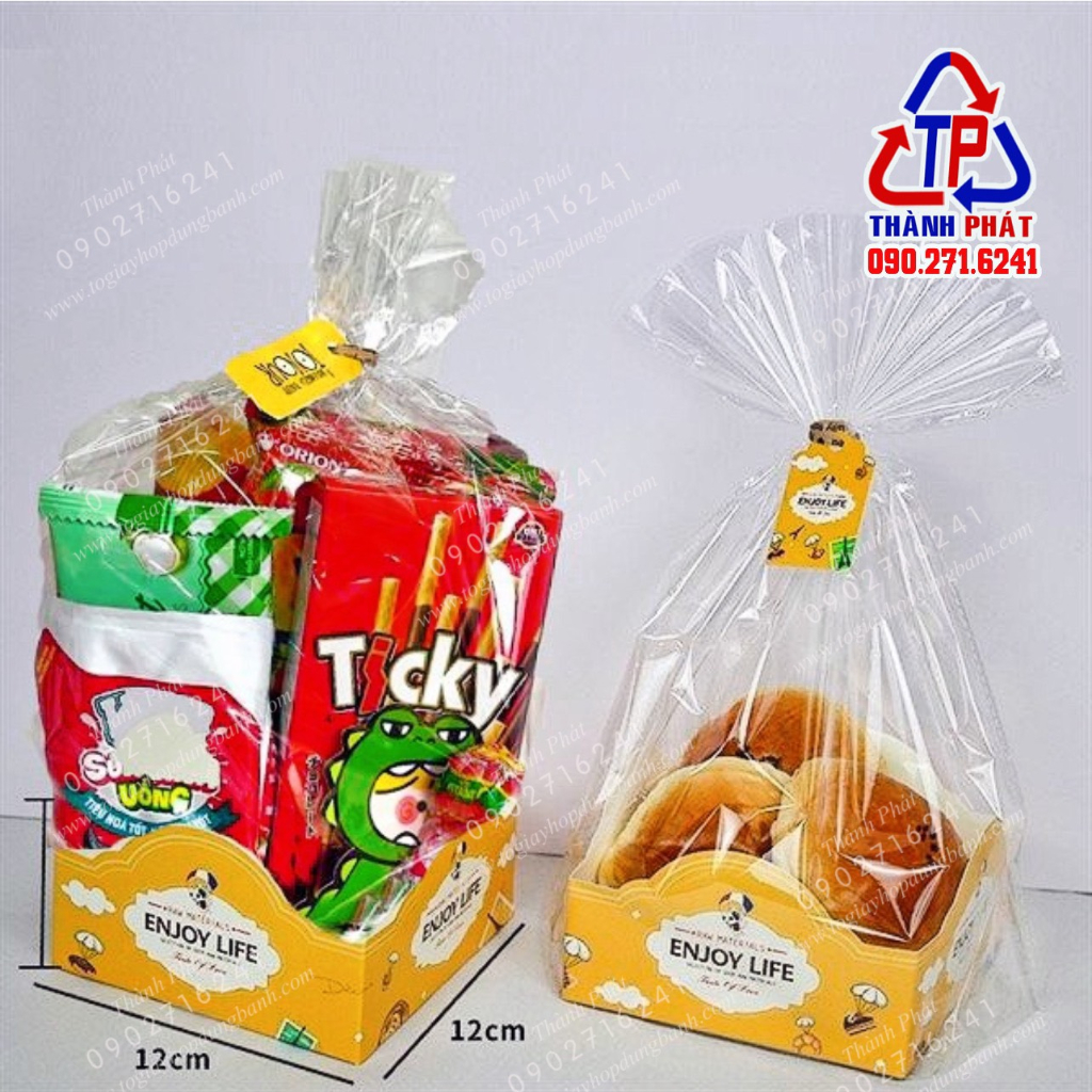 100 Túi bóng kiếng đế giấy đựng cookie, bánh quy, đựng quà tặng bé