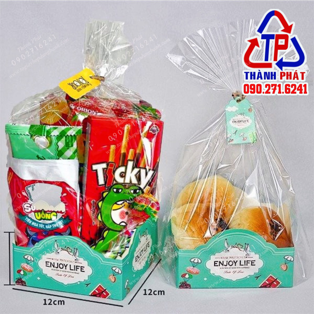 100 Túi bóng kiếng đế giấy đựng cookie, bánh quy, đựng quà tặng bé