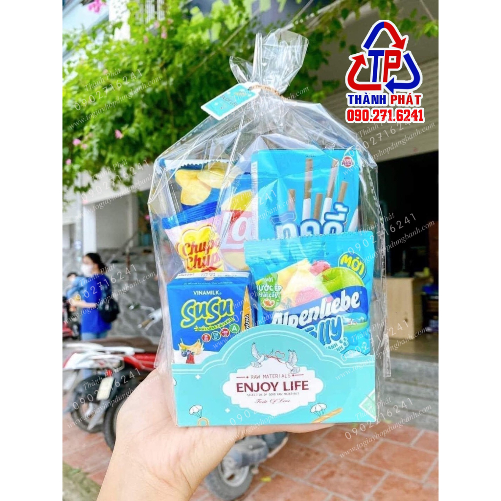 100 Túi bóng kiếng đế giấy đựng cookie, bánh quy, đựng quà tặng bé