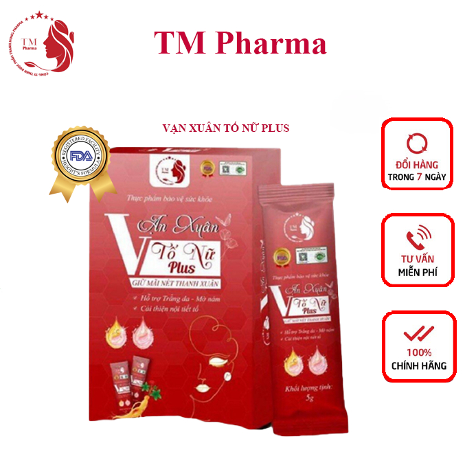 Collagen Nội Tiết Vạn Xuân Tố Nữ Plus TM Pharma Giảm Lão Hóa Hỗ Trợ Làm Đẹp Da Hộp 24 Gói