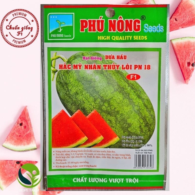 30 Hạt giống dưa hấu Hắc mỹ nhân Phú Nông PN18- Gói 1 g