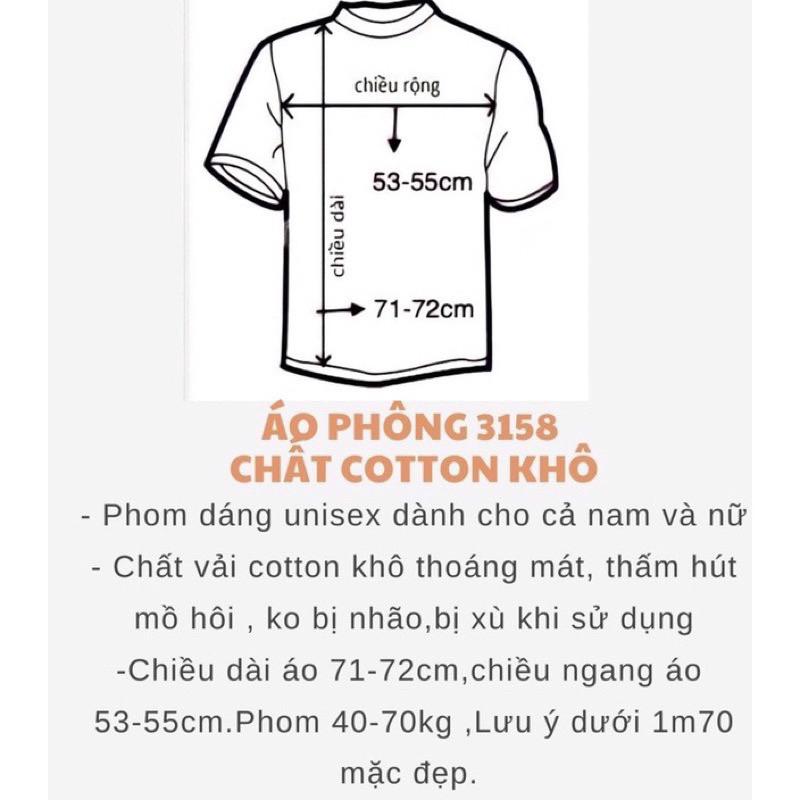 XẢ KHO Áo phông cotton unisex, chất cotton khô 3158