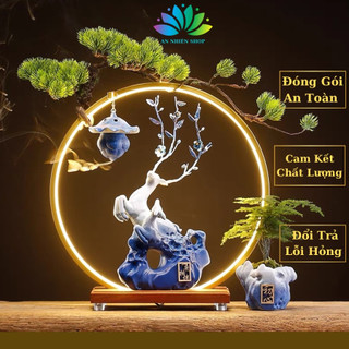 Đồ phong thủy cao cấp, decor phong thủy hươu xanh có đèn led sáng sang trọng đem lại tài lộc may mắn