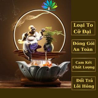 Thác nước phong thủy tượng phật di lặc trang trí nhà cửa phong thủy tiểu cảnh sân vườn mang tài lộc