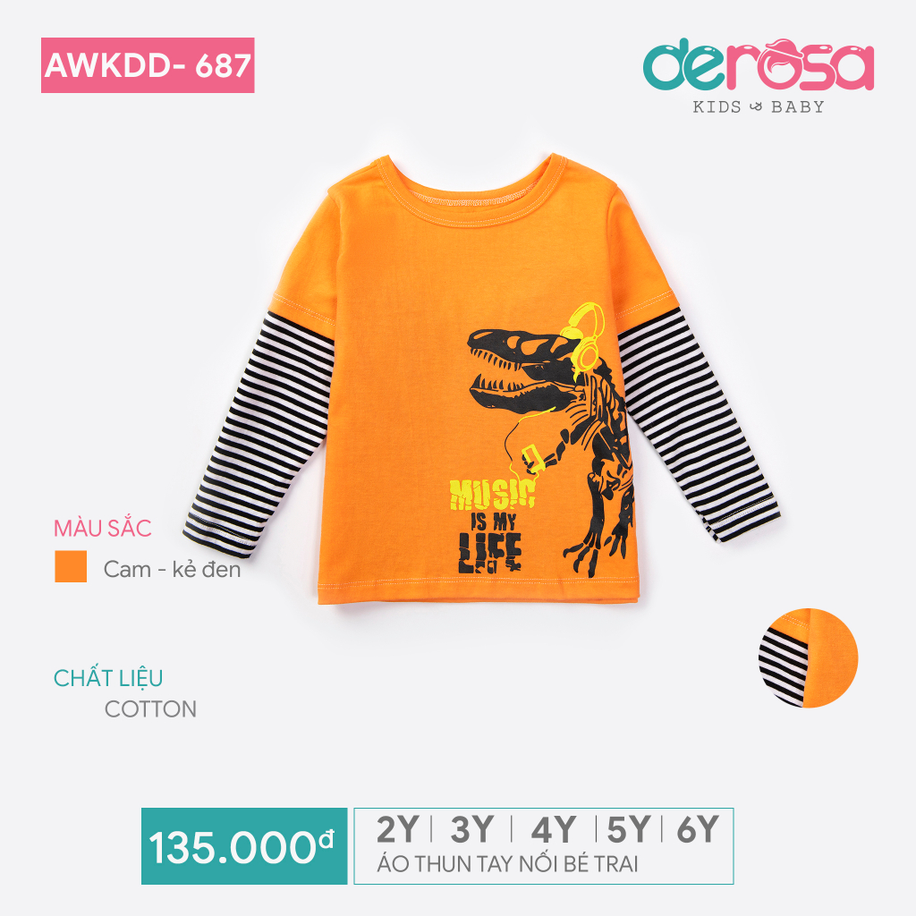 Áo thu đông cho bé trai (2 - 6 tuổi) DEROSA KIDS AWKD687A
