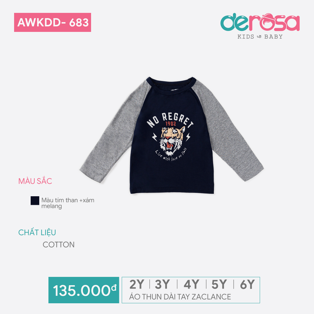 Áo thu đông dài tay cho bé trai (2 - 6 tuổi) DEROSA KIDS AWKD683A