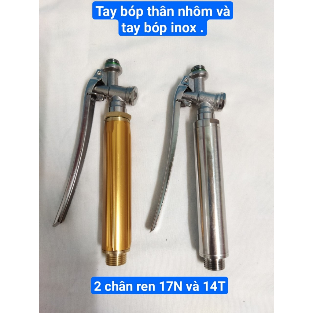 Tay bóp inox Taiwan lắp bình phun thuốc trừ sâu.