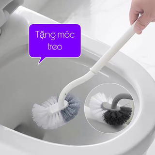 Bàn Chải Cọ Toilet Cán Dài - Chổi Chà Rửa Bồn Cầu Nhà Vệ sinh Bền Đẹp Mềm Mại (Tặng Móc Treo)