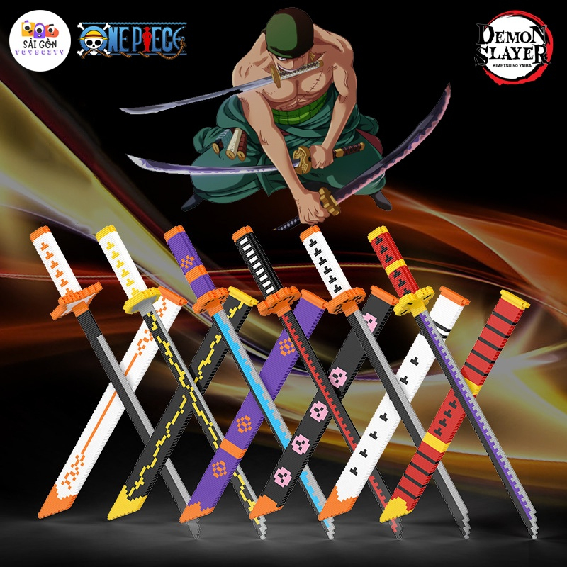 [63cm] mô hình đồ chơi kiếm Enma tím Zoro lắp ráp rèn luyện trí thông minh katana