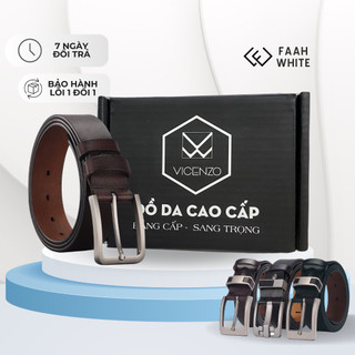 Thắt Lưng Nam Vicenzo Da Bò Thật Nguyên Miếng Cao Cấp, Dây Nịt Thắt Lưng Nam Khóa Kim Cổ Điển Bằng Hợp Kim Đúc Chống Rỉ