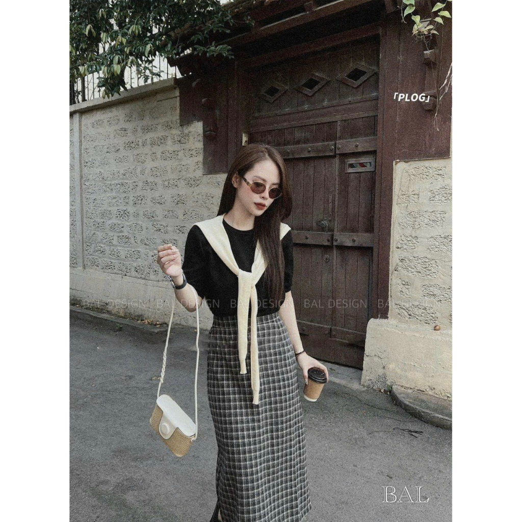 Set xinh phong cách Hàn 3 món kèm khăn hàng thiết kế