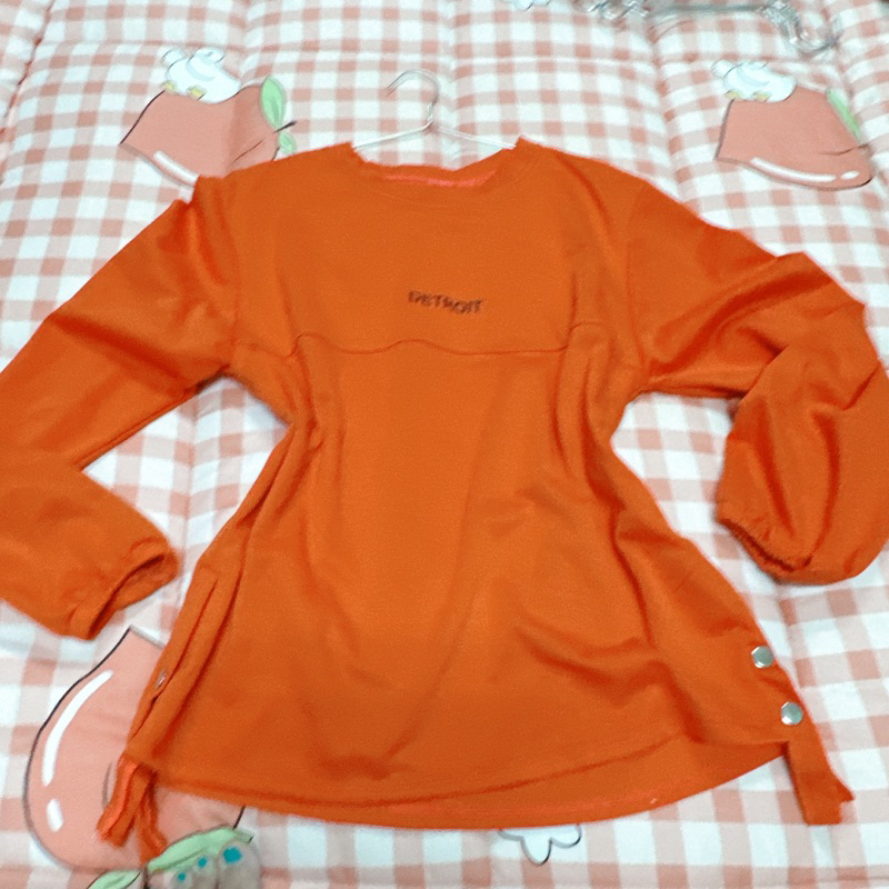 Áo thun kiểu thời trang nam nữ tay dài, màu cam