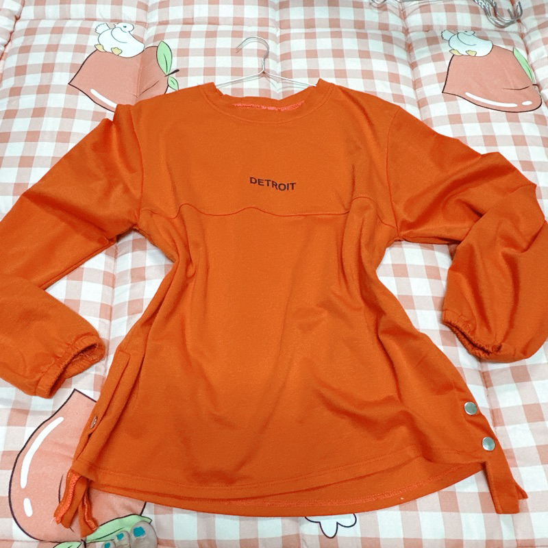 Áo thun kiểu thời trang nam nữ tay dài, màu cam