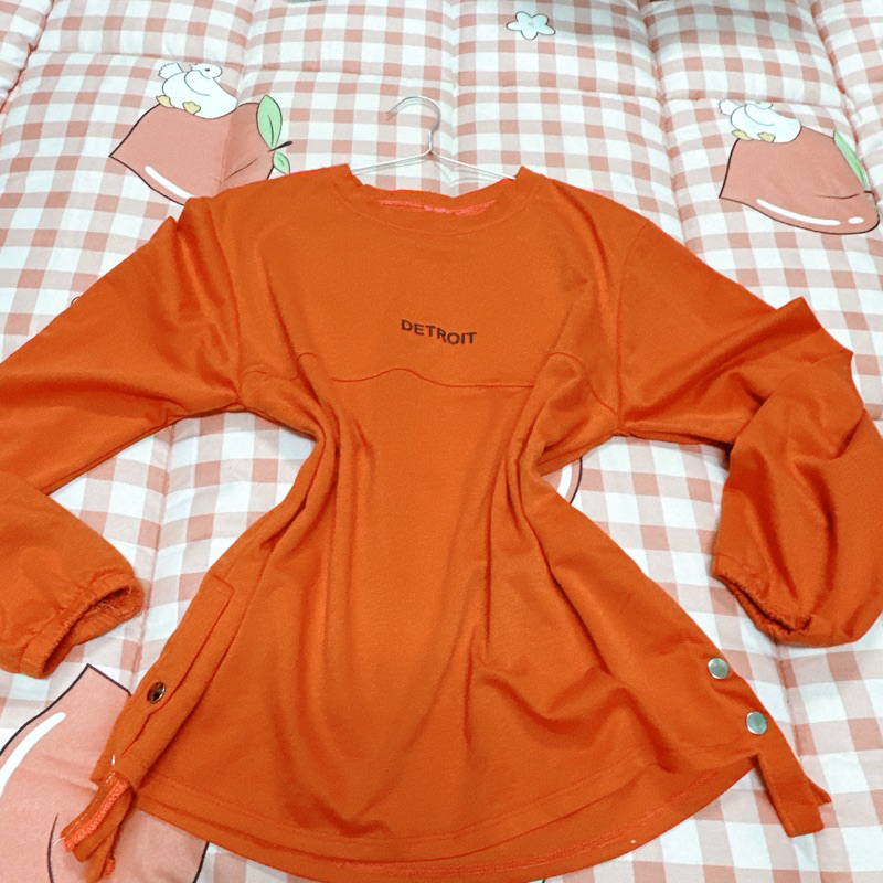 Áo thun kiểu thời trang nam nữ tay dài, màu cam