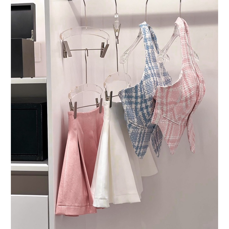 ÁO CROPTOP YẾM CARO ĐÍNH HOA HỞ LƯNG ❤️ về thêm SET QUẦN SUÔNG CULOTTES ĐEN