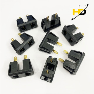 Bộ 2 ổ cắm 2 lỗ 2 chấu đồng chống cháy màu đen
