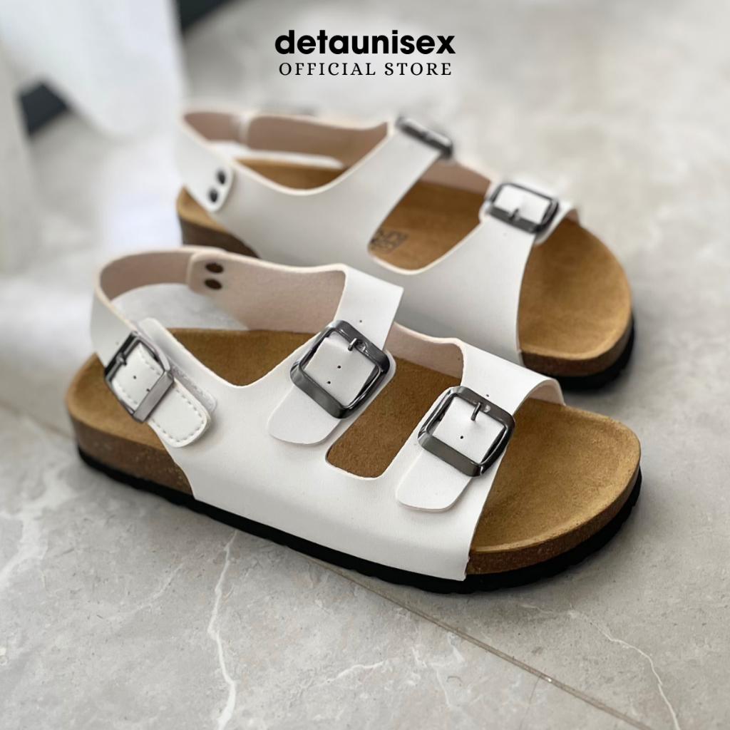 Dép đế trấu sandal quai hậu quai ngang 2 khoá nam nữ Birken phong cách văn phòng Detaunisex - SATA21