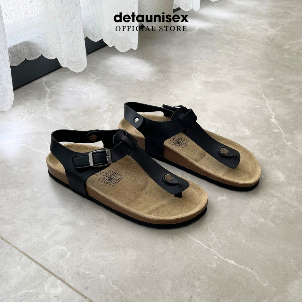 Dép đế trấu sandal quai hậu kẹp ngón nam nữ Birken thời trang mùa hè Detaunisex màu Đen - SATA11