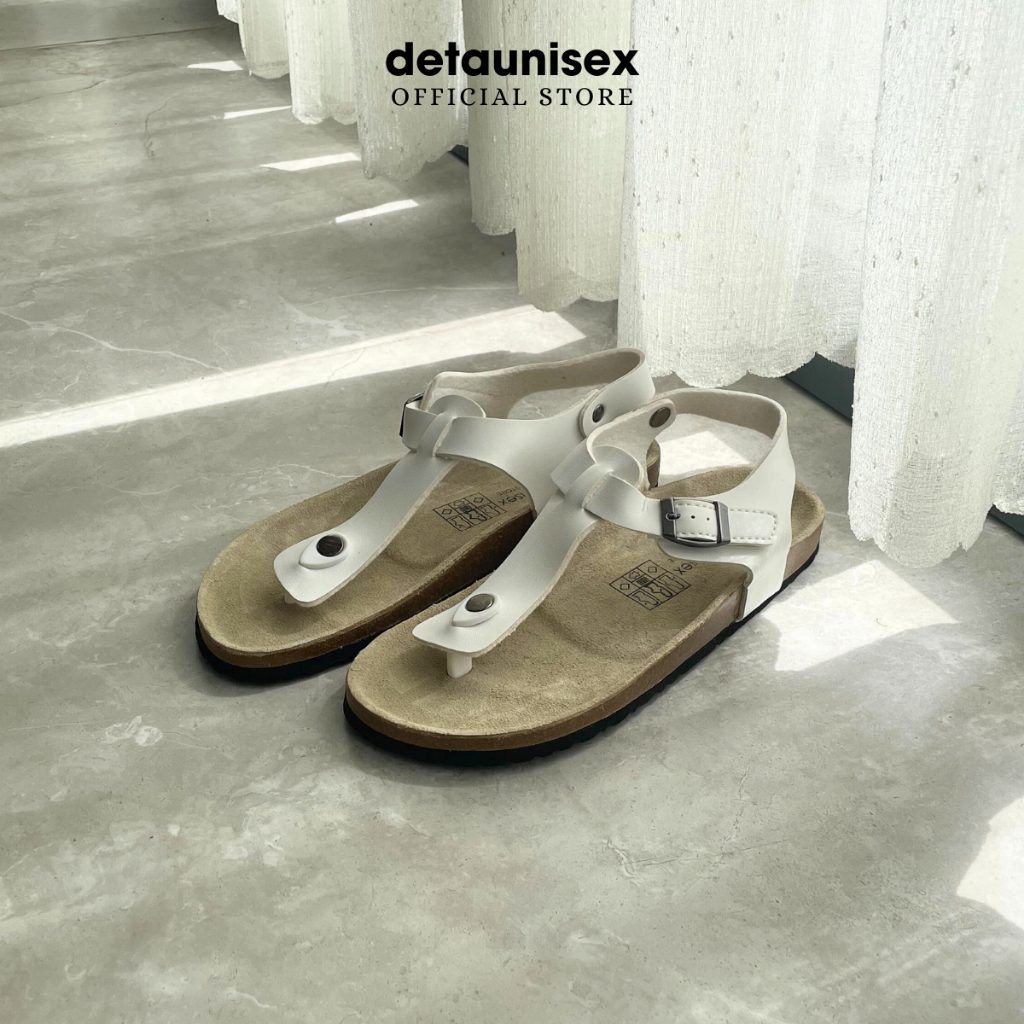 Dép đế trấu sandal quai hậu kẹp ngón nam nữ Birken thời trang mùa hè Detaunisex màu Trắng - SATA11