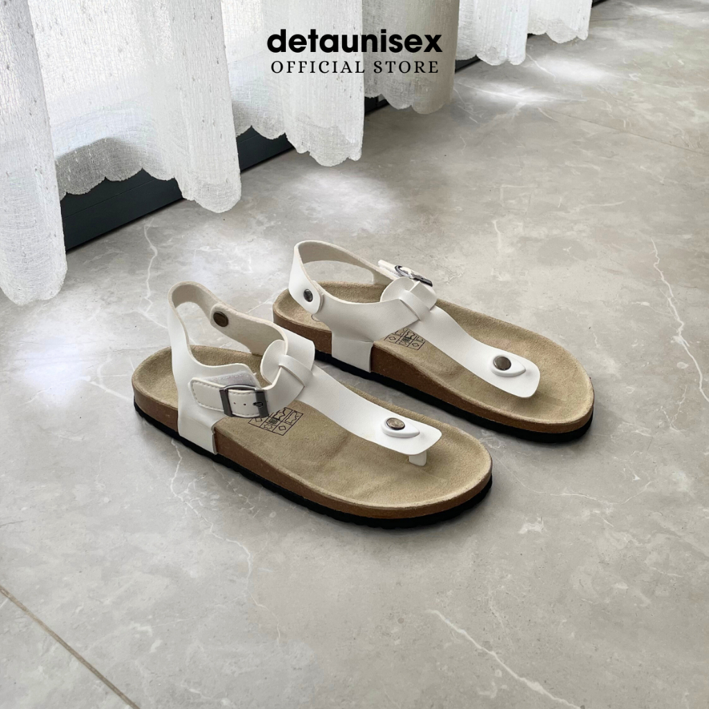 Dép đế trấu sandal quai hậu kẹp ngón nam nữ Birken thời trang mùa hè Detaunisex màu Trắng - SATA11