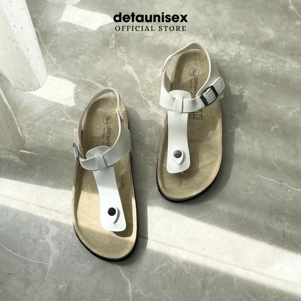 Dép đế trấu sandal quai hậu kẹp ngón nam nữ Birken thời trang mùa hè Detaunisex màu Trắng - SATA11