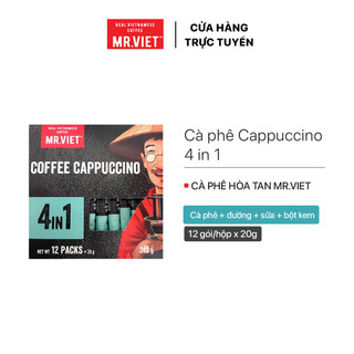 Cà phê hòa tan Cappucino 4in1, vị đậm đà, béo của sữa, ngọt ngào của kem - MR.VIET Coffee (12 gói/ hộp x 20gr)