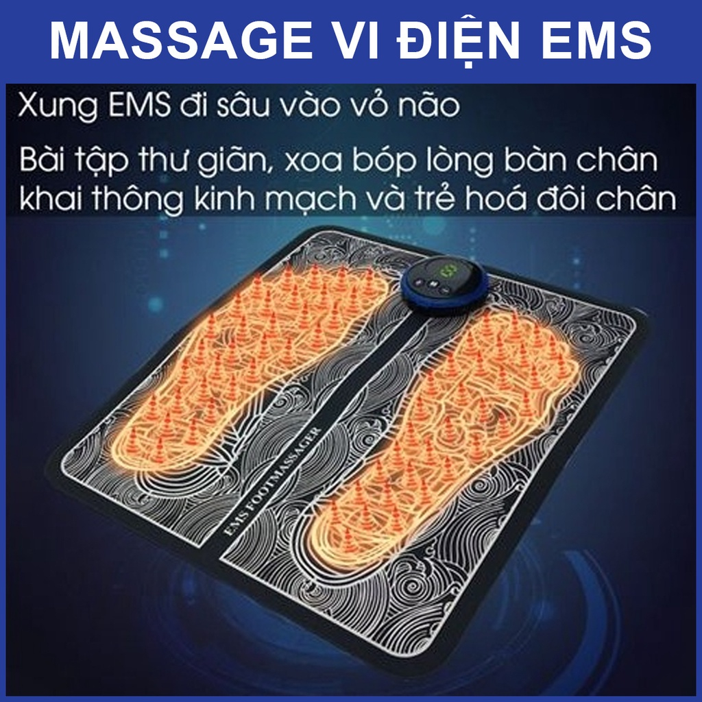 Thảm Massage Chân Xung Điện EMS Có LED Hiển Thị, 6 quy cách massas Bàn Chân, Giúp lưu thông Khí Huyết