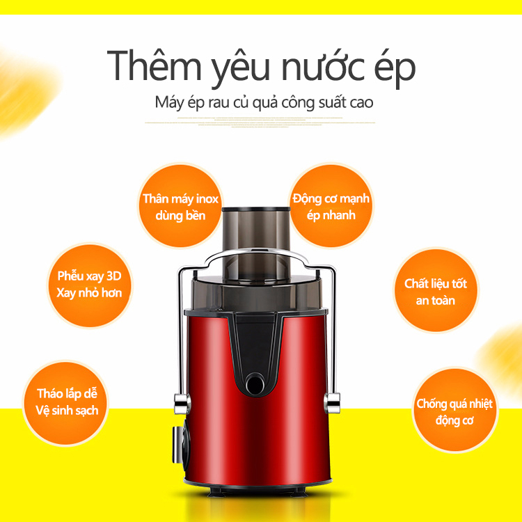 Máy ép trái cây cây tốc độ nhanh suất lớn máy ép gia đình thông minh đa năng bảo hành 12 tháng