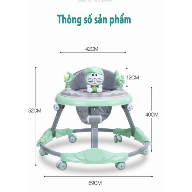 Xe tròn tập đi doremon đèn có nhạc cho bé