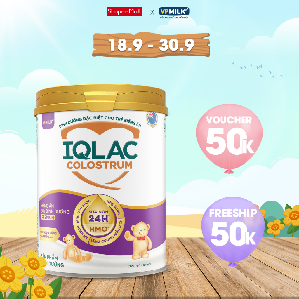 Sữa bột IQLac Colostrum biếng ăn, suy dinh dưỡng premium 800g